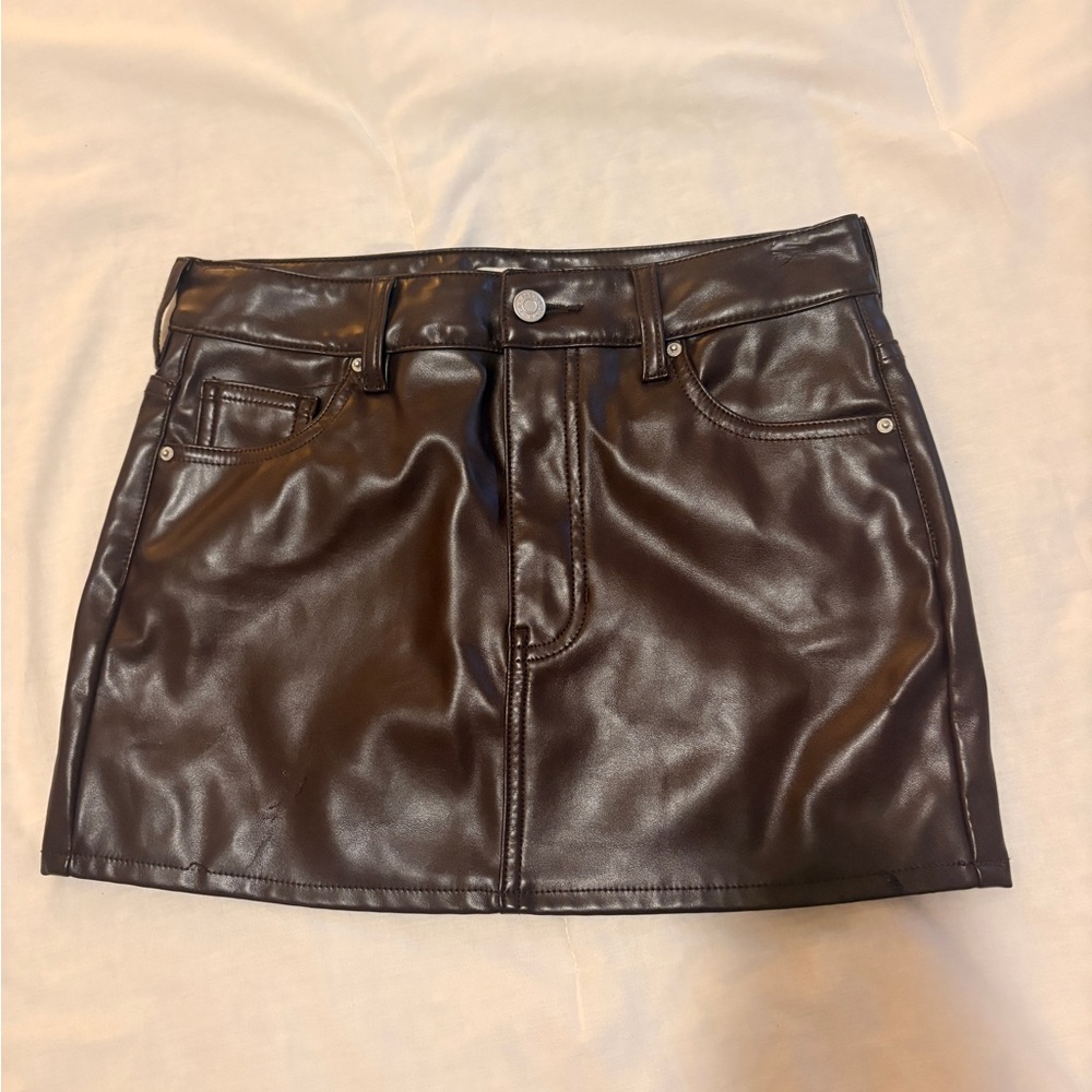 PacSun Dark Brown Faux Leather Mini Skirt